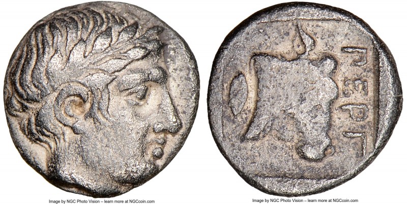 MYSIA. Pergamum. Ca. 4th century BC. AR obol (8mm, 3h). NGC XF. Laureate head of...