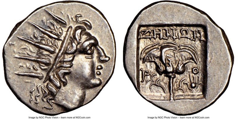 CARIAN ISLANDS. Rhodes. Ca. 88-84 BC. AR drachm (16mm, 12h). NGC Choice AU. Plin...