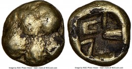 LYDIAN KINGDOM. Alyattes or Croesus (ca. 610-546 BC). EL/AE 1/96 fourree stater (5mm, 0.20 gm). NGC VF, core visible Ancient forgery of Sardes mint. P...