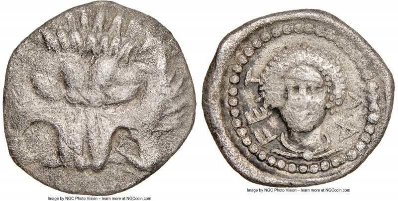 LYCIA. Tlos. Ca. 400-390 BC. AR diobol (12mm, 2h). NGC VF. Facing lion scalp / T...