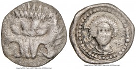 LYCIA. Tlos. Ca. 400-390 BC. AR diobol (12mm, 2h). NGC VF. Facing lion scalp / TAR-FE (Lycian), facing male bust, draped in chlamys fastened at throat...