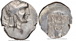 LYCIAN LEAGUE. Limyra. Ca. 167-81 BC. AR drachm (16mm, 12h). NGC Choice VF. Series 1. Laureate head of Apollo right, hair falling in two ringlets / ΛΥ...