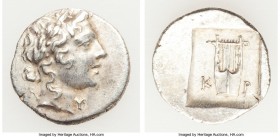 LYCIAN LEAGUE. Cragus. Ca. 48-20 BC. AR hemidrachm (16mm, 1.90 gm, 12h). Choice XF. Series 1. Laureate head of Apollo right; Λ-Y below / K-P, cithara ...