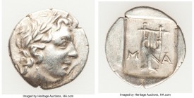 LYCIAN LEAGUE. Masicytes. Ca. 48-20 BC. AR hemidrachm (14mm, 1.64 gm, 12h). XF. Series 1. Laureate head of Apollo right; Λ-Y below / M-A, cithara (lyr...