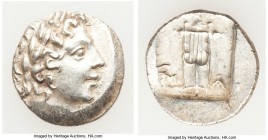 LYCIAN LEAGUE. Masicytes. Ca. 48-20 BC. AR hemidrachm (15mm, 2.06 gm, 12h). AU. Series 1. Laureate head of Apollo right; Λ-Y below / M-A, cithara (lyr...