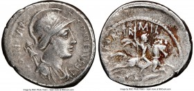 P. Fonteius P.f. Capito (ca. 55 BC). AR denarius (19mm, 11h). NGC VF. Rome. P•FONTEIVS•P•F-CAPITO•III•VIR, helmeted, draped bust of Mars right, seen f...