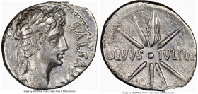 Augustus (27 BC-AD 14). AR denarius (19mm, 6h). NGC Choice VF, edge chip. Spanish Mint (Colonia Caesaraugusta), 19-18 BC. CAESAR-AVGVSTVS, head of Aug...