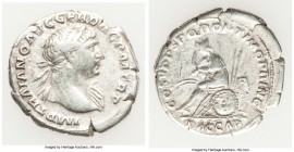 Trajan (98-117 AD). AR denarius (20mm, 3.23 gm, 6h). Choice Fine. Rome, 103-111 AD. IMP TRAIANO AVG GER DAC P M TR P, laureate bust of Trajan right, d...