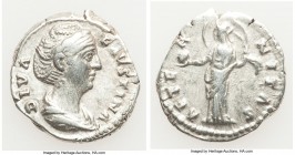 Diva Faustina Senior (AD 138-140/1). AR denarius (18mm, 3.43 gm, 12h). VF. Rome, AD 141-161. DIVA-FAVSTINA, draped bust of Diva Faustina Senior right,...