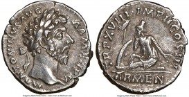 Marcus Aurelius, as Augustus (AD 161-180). AR denarius (17mm, 6h). NGC XF, scratches. Rome, AD 163-164. ANTONINVS AVG ARMENIACVS, laureate head of Mar...