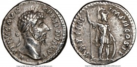Lucius Verus (AD 161-169). AR denarius (18mm, 6h). NGC XF. Rome, December AD 164-August AD 165. L VERVS AVG-ARMENIACVS, bare head of Lucius Verus righ...