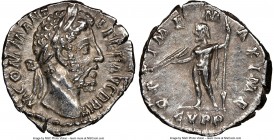 Commodus (AD 177-192). AR denarius (19mm, 6h). NGC Choice XF. Rome. M COMM ANT P FEL AVG BRIT, laureate head of Commodus right / OPTIMO MAXIME Jupiter...