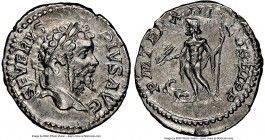 Septimius Severus (AD 193-211). AR denarius (19mm, 1h). NGC XF, brushed. Rome, AD 205. SEVERVS-PIVS AVG, laureate head of Septimius Severus right / P ...