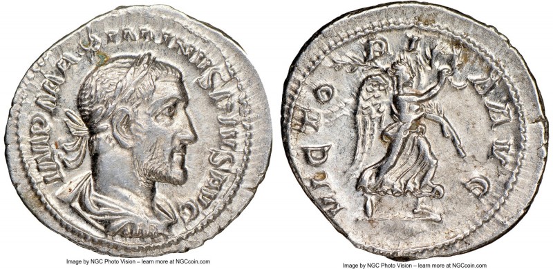 Maximinus I (AD 235-238). AR denarius (21mm, 5h). NGC Choice AU. Rome, March AD ...