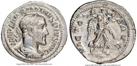 Maximinus I (AD 235-238). AR denarius (21mm, 5h). NGC Choice AU. Rome, March AD 235-January AD 236. IMP MAXIMINVS PIVS AVG, laureate, draped and cuira...