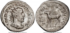 Philip I (AD 244-249). AR antoninianus (24mm, 6h). NGC AU. Rome, 6th officina, Millennium Issue, AD 248. IMP PHILIPPVS AVG, radiate, draped and cuiras...