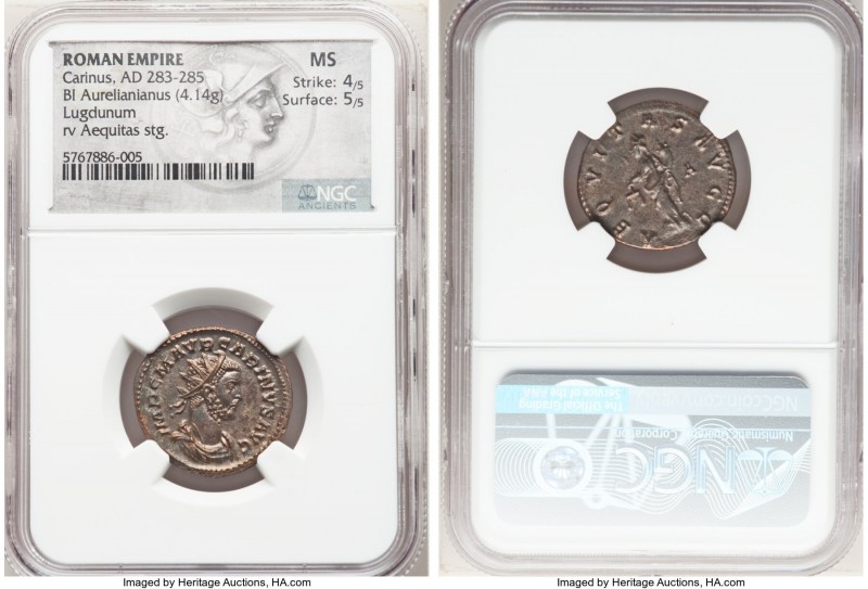 Carinus (AD 283-285). BI antoninianus (23mm, 4.14 gm, 5h). NGC MS 4/5 - 5/5. Lug...