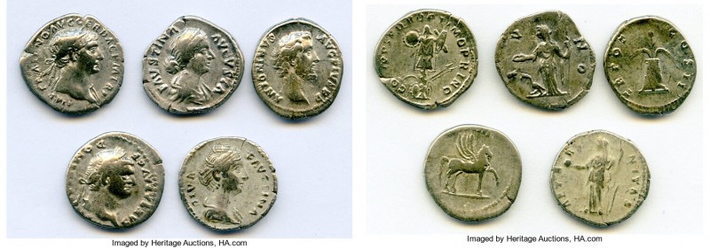 ANCIENT LOTS. Roman Imperial. Lot of five (5) AR denarii. VF-Choice VF. Includes...