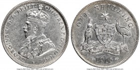 George V Shilling 1915-(L) XF40 NGC, London mint, KM26. One of the semi-keys to series. 

HID09801242017

© 2020 Heritage Auctions | All Rights Re...