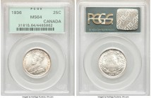 George V 25 Cents 1936 MS64 PCGS, Royal Canadian mint, KM24a.

HID09801242017

© 2020 Heritage Auctions | All Rights Reserved