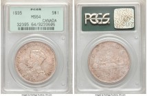 George V Dollar 1935 MS64 PCGS, Royal Canadian mint, KM30. Draped in rose & lavender-gray toning. 

HID09801242017

© 2020 Heritage Auctions | All...