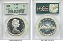 Elizabeth II "Large Beads - Blunt 5" Dollar 1965 PL66 PCGS, Royal Canadian mint, KM64.1. Type 3, Large beads, blunt 5 variety. 

HID09801242017

©...