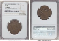 Blacksmith brass 1/2 Penny Token ND VF30 Brown NGC, BL-12, Wood-17, Courteau-18. Brass, coinage alignment, struck slightly off center. Ex. Doug Robins...