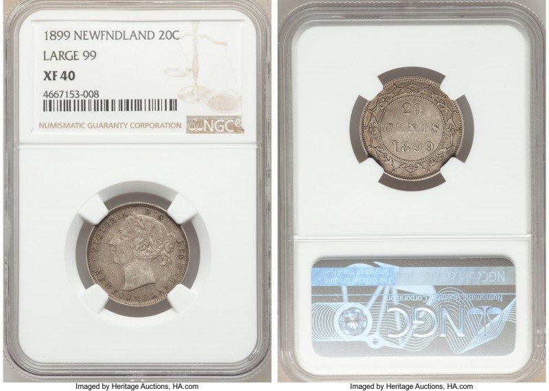 Pair of Certified Assorted Cents NGC, 1) Newfoundland. Victoria 20 Cents "Large ...