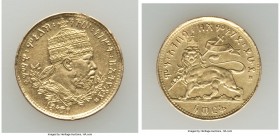 Menelik II gold 1/2 Werk EE 1889 (1897) XF (polished, mount removal), KM18. 21mm. 3.38gm. AGW 0.2025 oz. 

HID09801242017

© 2020 Heritage Auction...