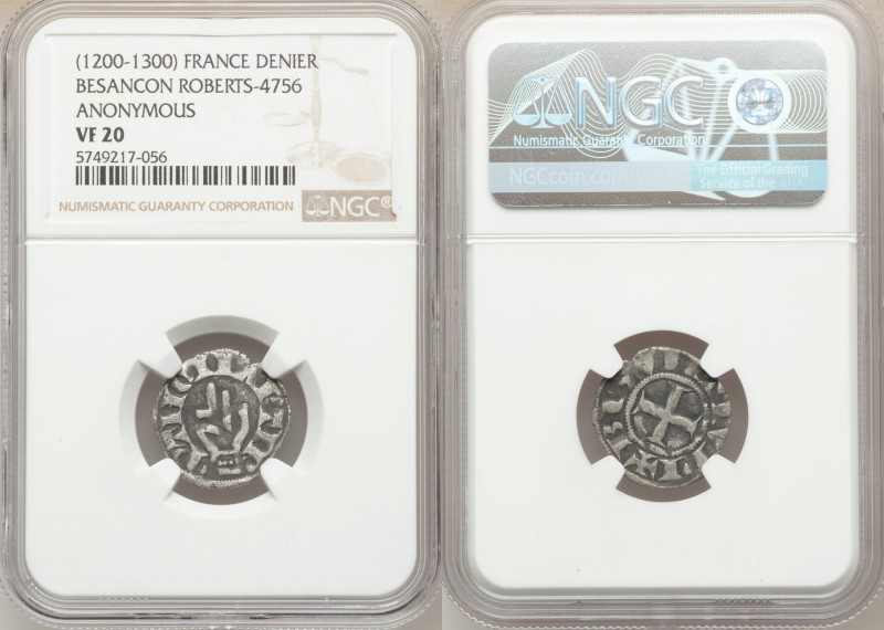 Besançon. Anonymous 5-Piece Lot of Certified Denier ND (1200-1300) VF20 NGC, Rob...