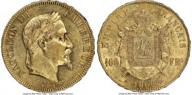 Napoleon III gold 100 Francs 1868-A UNC Details (Obverse Cleaned) NGC, Paris mint, KM802.1. Mintage: 2,315. AGW 0.9334 oz. 

HID09801242017

© 202...