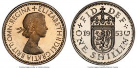 Elizabeth II Proof Shilling 1953 PR66 Deep Cameo PCGS, KM891, S-4140. Scottish Reverse type. 

HID09801242017

© 2020 Heritage Auctions | All Righ...