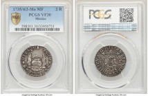 Philip V 2 Reales 1735/4/3 Mo-MF VF30 PCGS, Mexico City mint, KM84. Very clear and rare overdate, highly sought-after in all grades. 

HID0980124201...