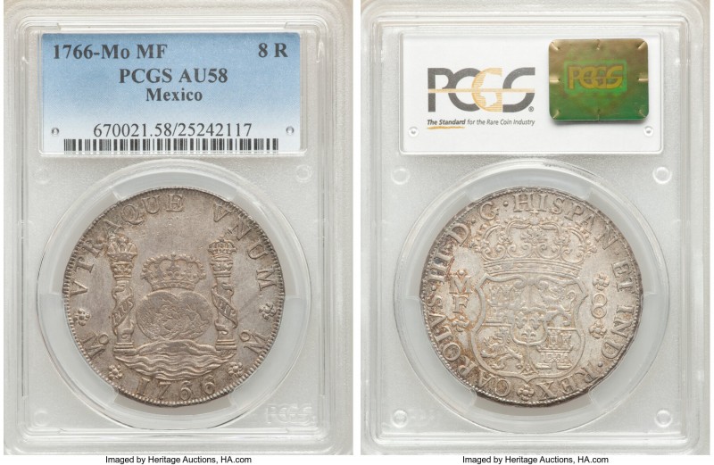 Charles III 8 Reales 1766 Mo-MF AU58 PCGS, Mexico City mint, KM105.

HID098012...