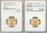 Estados Unidos gold 10 Pesos 1957-Mo MS63 NGC, Mexico City mint, KM-M123a. Centennial of the constitution commemorative. AGW 0.2411 oz. 

HID0980124...