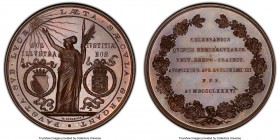 Willem III bronzed Copper Specimen "250th Anniversary of University" Medal 1886 SP65 PCGS, Zwierzina-680. 56mm. By W. Schammer. LAETA SAECVLA SVRGANT ...