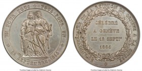 Confederation silvered copper Specimen "Geneva Shooting Festival" Medal 1864 SP63 PCGS, Richter-594b var. By Bovy / Dorer. UN POUR TOUS TOUS POUR UN 1...