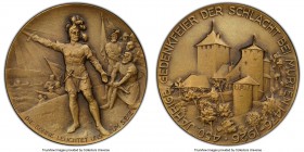 Confederation bronze Matte Specimen "Battle of Murten" Medal 1926 SP66 PCGS, 40mm. By Huguenin. For the 450th anniversary of the battle of Murten. 
...