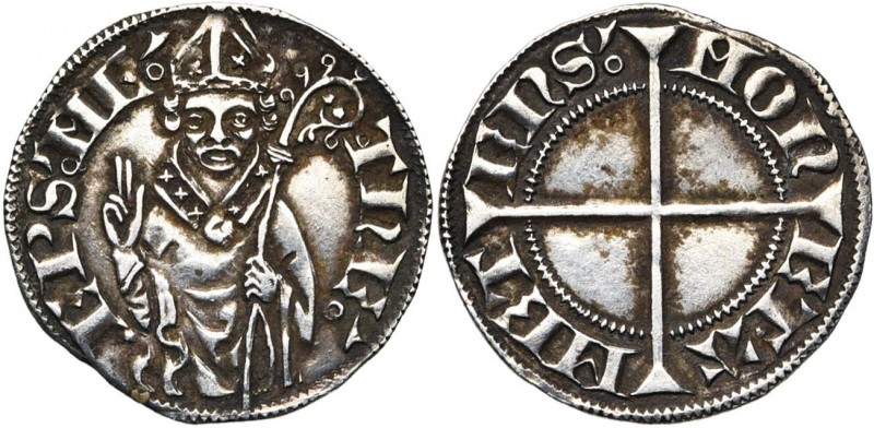 FRANCE, METZ, Evêché, Thierry V de Boppard (1365-1384), AR tiercelet (tiers de g...