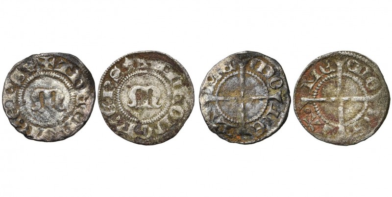 FRANCE, METZ, Evêché, Thierry V de Boppard (1365-1384), AR lot de 2 angevines. F...