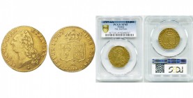 FRANCE, Royaume, Louis XVI (1774-1793), AV double louis d''or à la tête nue, 1787AA, Metz. D/ T. nue à g., les cheveux longs. R/ Ecus accolés de Franc...