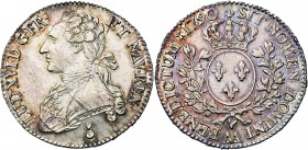 FRANCE, Royaume, Louis XVI (1774-1793), AR demi-écu aux rameaux d''olivier, 1790AA, Metz. D/ B. habillé à g., les cheveux noués par un ruban. R/ Ecu d...