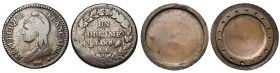 FRANCE, Directoire ou Consulat, Cu décime, an 8AA, Metz. Pièce "à secret" (aussi dite "de bagnard" ou "de forçat"). Très rare Evidé au tour et équipé ...