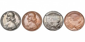 FRANCE, lot de 2 jetons de Dassier, commémorant la mort d''Abraham Fabert d''Esternay, maréchal de France, en 1662. AR et AE, 28 mm.
Abraham Fabert, ...