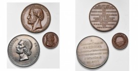 FRANCE, lot de 3 médailles: 1867, Jean-Victor Poncelet, membre de l''Institut (AE, 51 mm); s.d., L''Académie de Metz au peintre Laurent Maréchal (AR, ...
