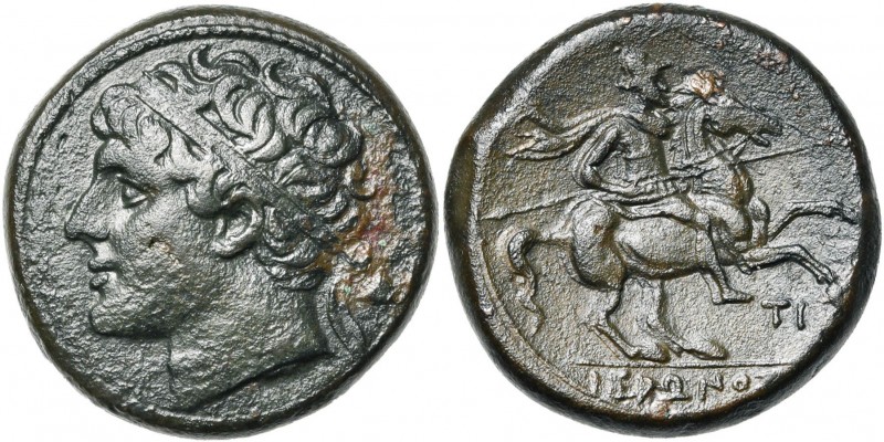 SICILE, SYRACUSE, Hiéron II (275-216), AE bronze, Syracuse. D/ T. diad. à g. A d...