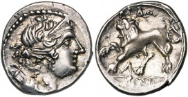 GAULE TRANSALPINE, Massalia, AR drachme, vers 130-120 av. J.-C. Série légère. D/ B. diad., dr. d''Artémis à g., arc et carquois à l''épaule. R/ MAΣΣA ...