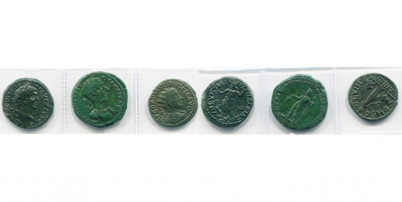 MESIE, lot de 3 bronzes: Marcianopolis, Caracalla, R/ Zeus ten. une patère et un...