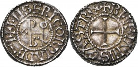 CAROLINGIENS, Eudes (888-897), AR denier, Blois. D/ + MISERICORDIΛ DE-I Monogramme de Odo rex. R/ + BESIΛNIS CΛSTR Croix. M.G. 1311; Prou 482; M.E.C...
