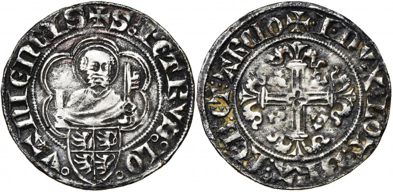 BRABANT, Duché, Jean III (1312-1355), gros au saint Pierre en billon noir, Louva...